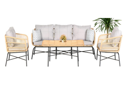 Set 4tlg GartenMöbel Sofagarnitur Tisch Sessel Veranda Sitzgruppen Esstisch Neu