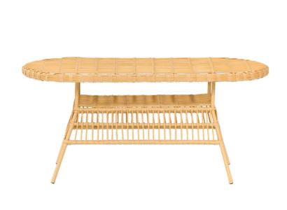 Hochwertiges Esstisch Rattan GartenMöbel Terrasse Balkon Luxus Design Beige