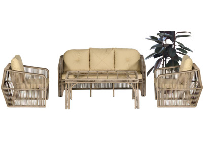 GartenSet 4tlg SofaSessel Couchtisch Vielseitigkeit Pflegeleichtigkeit Exzellenz