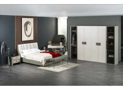 Komplette Schlafzimmermöbel Doppelbett Konsole Schrank Weiß Holz 6tlg