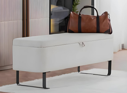 Bank Sitzbank Polsterbank Schlafzimmermöbel Weiß Kunstleder Sitzer
