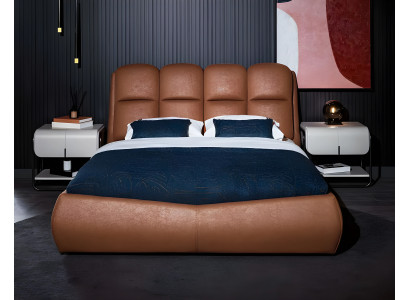 Schlafzimmer Garnitur Bett Doppelbett Nachttische Braun Kommode 4tlg