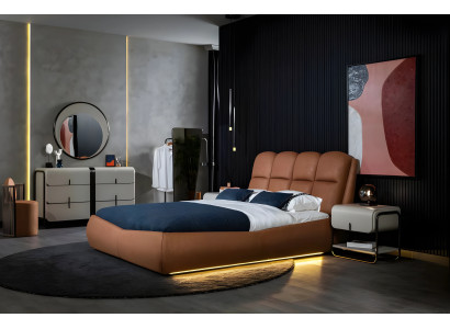 Schlafzimmer Garnitur Bett Nachttische Braun Kommode Schränke 7tlg Lux