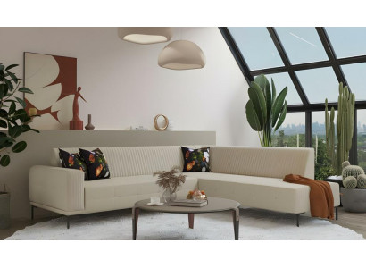 Ecksofa Stoffsofa Polstersofa L Form Sofa Couch Beige Moderne Stoff