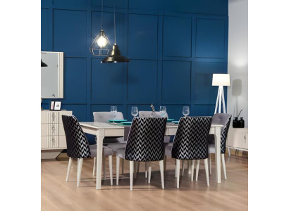 Esszimmer Garnitur Essgruppe Esstisch Tisch Stühle Holz Beige 7tlg