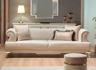 Zweisitzer Sofa 2 Sitzer Couch Polstersofa Stoffsofa Beige Luxus