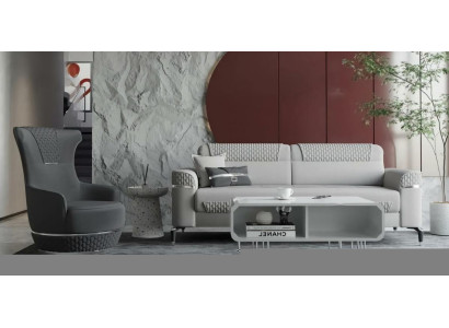 Zweisitzer Sessel Stoffsofa Couch Polstersofa Grau 2tlg Sofagarnitur