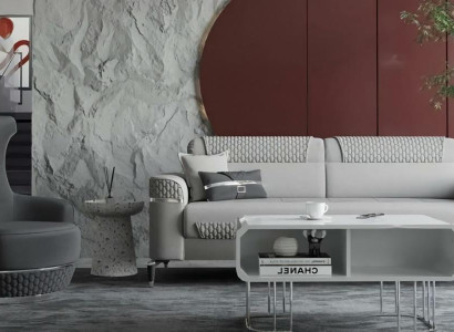 Zweisitzer Sessel Stoffsofa Couch Polstersofa Grau 2tlg Sofagarnitur