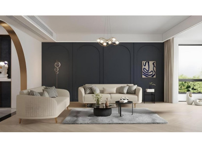 Sofagarnitur Dreisitzer Sofas Beige Stoffsofas Couch 2tlg Polster Set