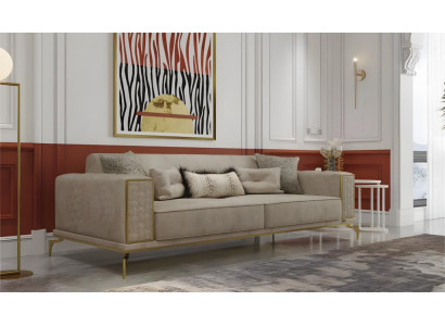 Zweisitzer Couch Sofa 2 Sitzer Polstersofa Stoffsofa Beige Luxus New