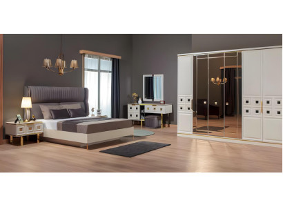 Komplette Schlafzimmermöbel Doppelbett Nachttische Schranke Beige 5tlg