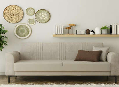 Zweisitzer Sofa 2 Sitzer Polstersofa Stoffsofa Couch Beige Wohnzimmer