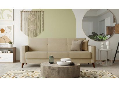 Stoffsofa Dreisitzer Sofa 3 Sitzer Polstersofa Couch Beige Wohnzimmer