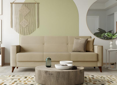 Stoffsofa Dreisitzer Sofa 3 Sitzer Polstersofa Couch Beige Wohnzimmer