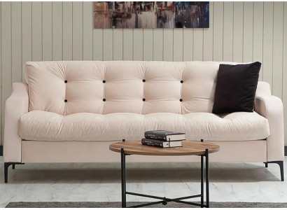 Zweisitzer Sofa 2 Sitzer Polstersofa Stoffsofa Couch Beige Wohnzimmer