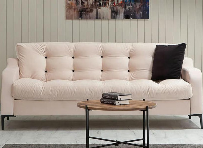 Zweisitzer Sofa 2 Sitzer Polstersofa Stoffsofa Couch Beige Wohnzimmer
