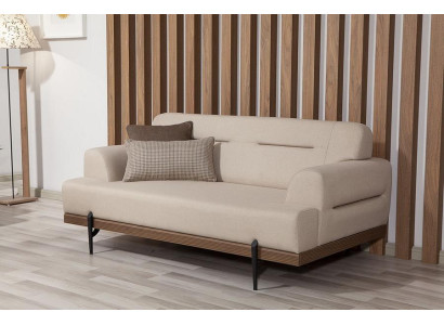 Wohnzimmer Couch Zweisitzer Sofa 2 Sitzer Polstersofa Stoffsofa Beige