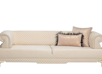 Stoffsofa Dreisitzer Sofa 3 Sitzer Polstersofa Couch Beige Wohnzimmer