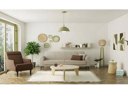 Sofagarnitur Dreisitzer Sessel Grau Stoffsofas Polstersofa 2tlg Couch