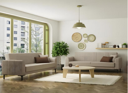 Dreisitzer Garnitur Couch Grau Stoffsofas Polstersofa 2tlg Schlafsofas