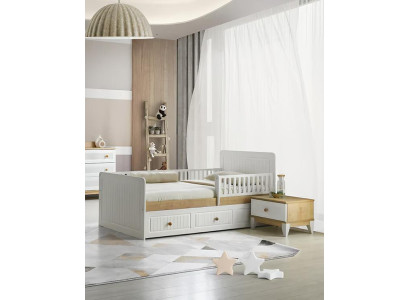 Bett + Nachttisch Schlafzimmer Jugendzimmer Kinderzimmer Set Möbel Schwarz 2tlg.