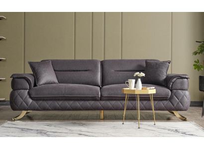 Luxus 3 Sitzer Grau Couch Polster Sofa Textil Couchen Garnitur Zweisitzer Modern