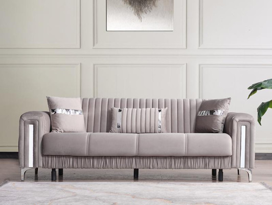 Luxus 3 Sitzer Sofa Grau – Modernes Wohnzimmer Sofa Textil