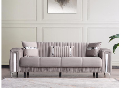 Luxus 3 Sitzer Sofa Grau – Modernes Wohnzimmer Sofa Textil