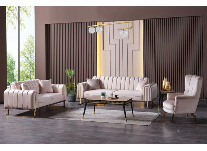 Couch Hochwertig Sofagarnitur 3 2 Sitzer Garnitur Beige Moderne Sofa 1 Sitzer