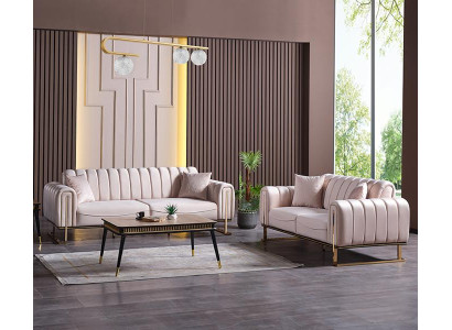 Hochwertig Beige Sofagarnitur 3 2 Sitzer Garnitur Design Moderne Sofa Couchen