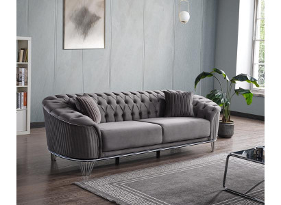 Design Wohnzimmer Luxus Sofa 3 Sitzer Sofa Grau Textil Hochwertig Möbel