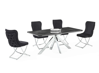 Hochwertig  Esszimmer Set Weiß Garnitur Tisch 4x Stühle Design Modern Möbel