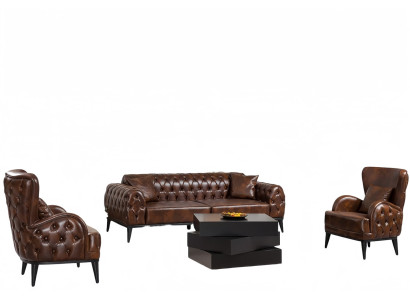 Chesterfield Sessel Sofa Couchtisch Arbeitszimmer Schreibtisch Lesesessel Leder