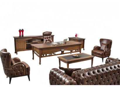 Büro Einrichtung Schreibtisch Tisch Luxus Möbel Konsole Sessel Sofa 7tlg