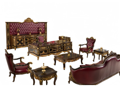 Sofa Büro Arbeit Zimmer Sessel Tisch Komplett Möbel Königliches Set  8tlg.