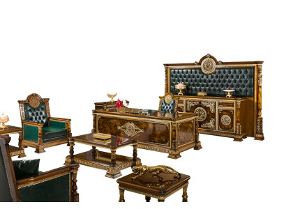 Büroeinrichtung Komplett Schreibtisch Sofas Stauraum Arbeitszimmer Braun 8tlg