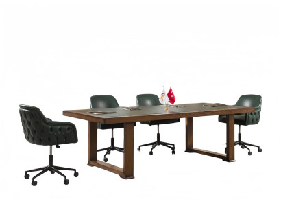 Besprechungstisch 5x Sessel Bürodesign Büroausstattung Arbeitsplatzmöbel 5tlg