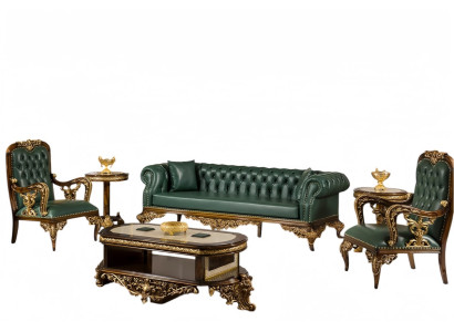 Chesterfield Sofa Art déco Couchtisch Beistelltisch Lux Loungesofa 6tlg. Set