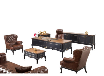 Sofa Set Büroeinrichtung Komplett Schreibtisch Sessel Arbeitszimmer 8tlg