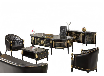 ArbeitszimmerSet Sessel Sofa Couchtisch Hochwertig Luxuriös Schreibtisch 7tlg