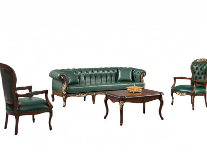 Sofa Set Arbeitszimmer Sofa 3 Sitzer Luxuriös Couchtisch Premium Chefsessel 4tlg