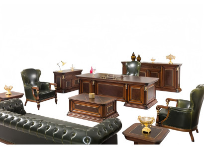 Büroausstattung Arbeitszimmer Schreibtisch Sessel Sofa Tische Komplett 10tlg