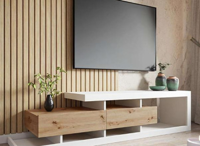 TV Lowboard Ständer Weiß Holz Modern Wohnzimmer Sideboard Luxuriös Einzigartig