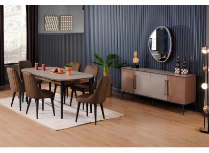 Esstisch 6x Stühle Esszimmerset Speisegruppe Essmöbel-Set Stuhl Wohnzimmertisch