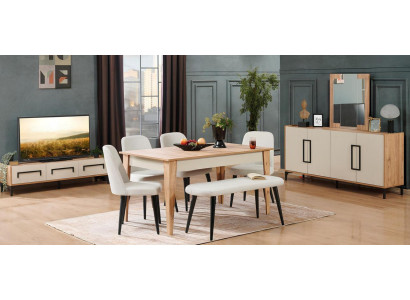 Esstisch Stühle Hocker Esszimmerset Essplatz-Kombination Esstisch Stühlen Tisch