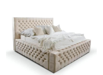 Schlafzimmer Doppelbett Bett 180сm Matratze Beige Chesterfield Stil Hochwertig