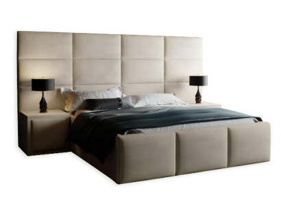 Schlafzimmer Doppelbett Bett 180сm Matratze Beige moderner Stil Holz