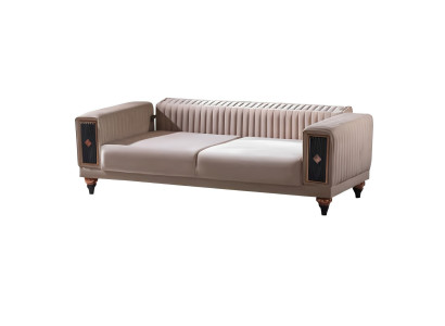 Dreisatzsofa Wohnzimmer 3-Sitzer Sofa Polster Möbel Stoff Beige Modern Couch