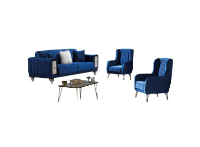 Wohnzimmer Set Dreisatzsofa 3-Sitzer Sofa Polster Möbel 2x Sessel Couch 3tlg