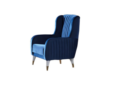 Sessel 1 Sitzer Wohnzimmer Moderne Design Elegantes Möbel Blau Luxus